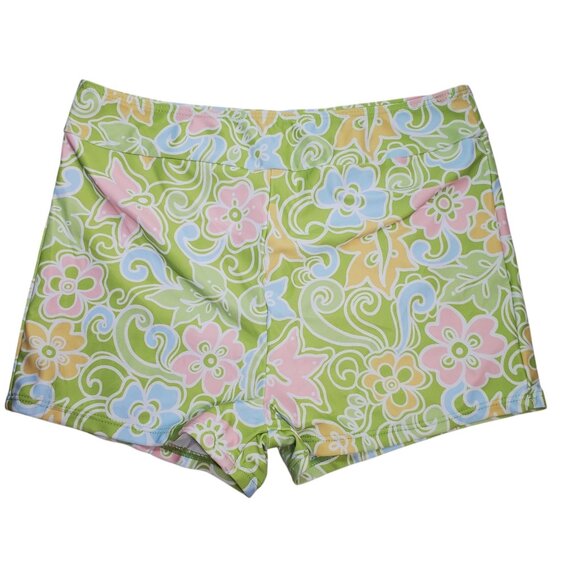 Shein Women's‎ Retro 1970s Flower Power Hippie Pull On Boyshort Swim Shorts Sz M - Picture 1 of 3